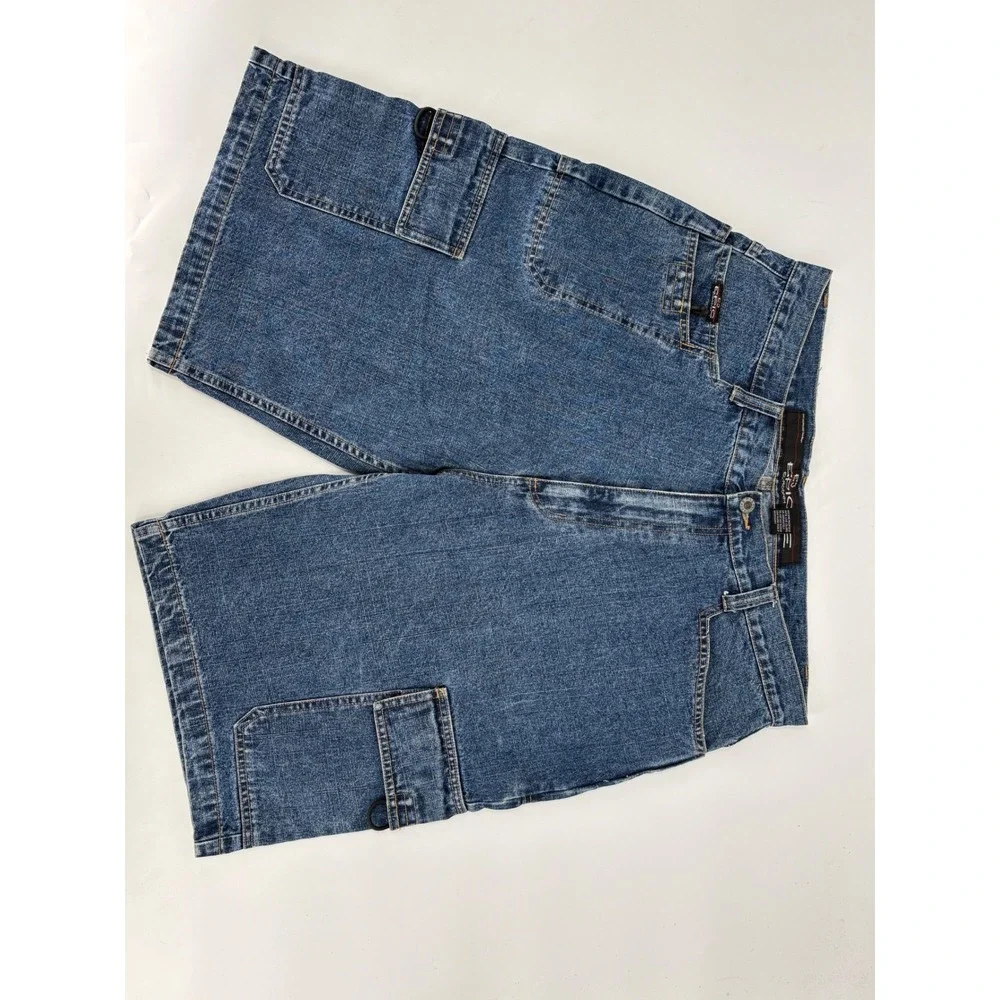 Epic Eurodnm E3 Mens Denim Cargo Shorts Size 38 Y2K Baggy Utility Streetwear